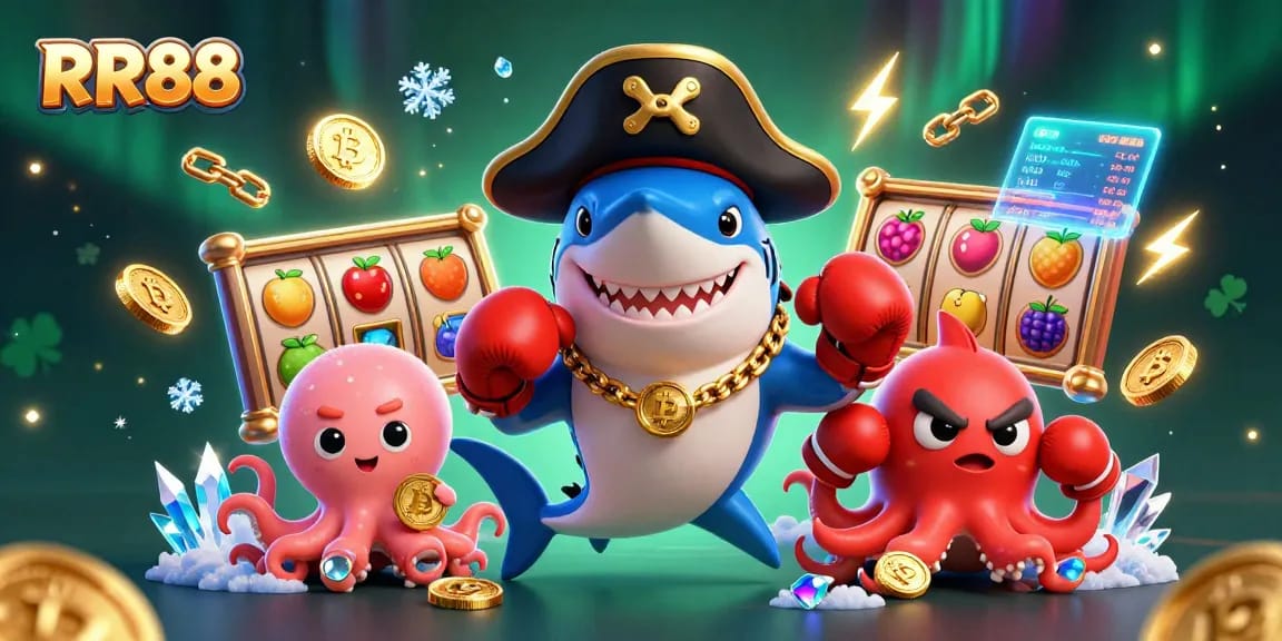 Experience thrilling jackpots and vibrant games with RR88's dynamic casino illustration.