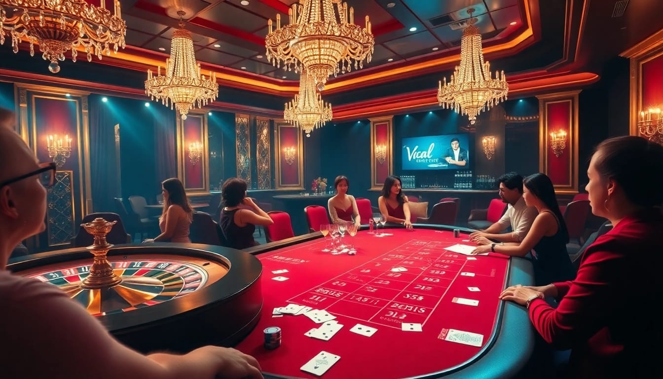 Immerse in the thrill of Vào Lưới TV as poker players strategize in a luxurious casino setting.