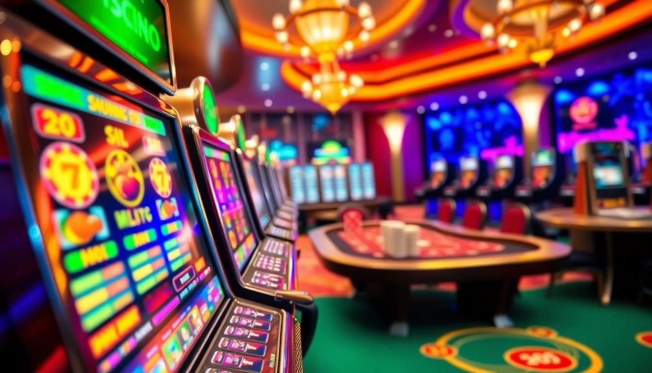 Players in a vibrant casino environment at https://sc88.today/ celebrate big wins at exciting slot machines.