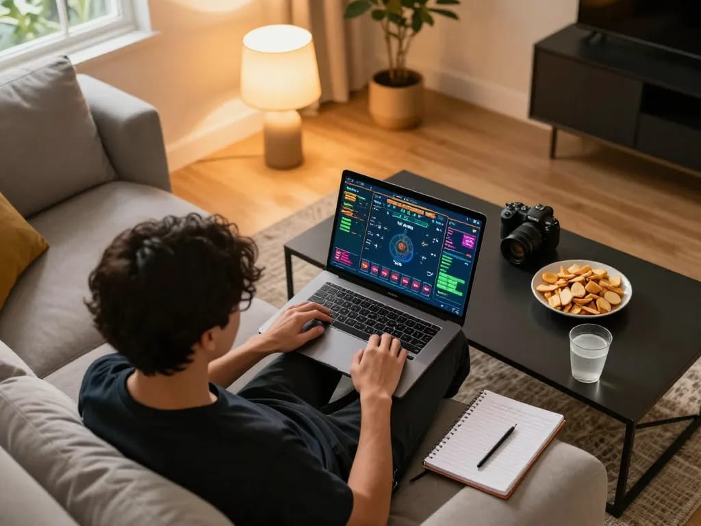 Engaging scene of a home gaming setup for Tài Xỉu, showcasing strategic betting notes and vibrant ambiance.