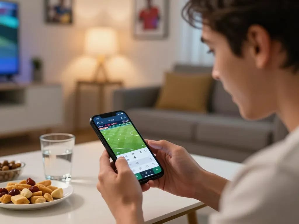 Socolive app in action, live betting excitement on smartphone during a soccer match