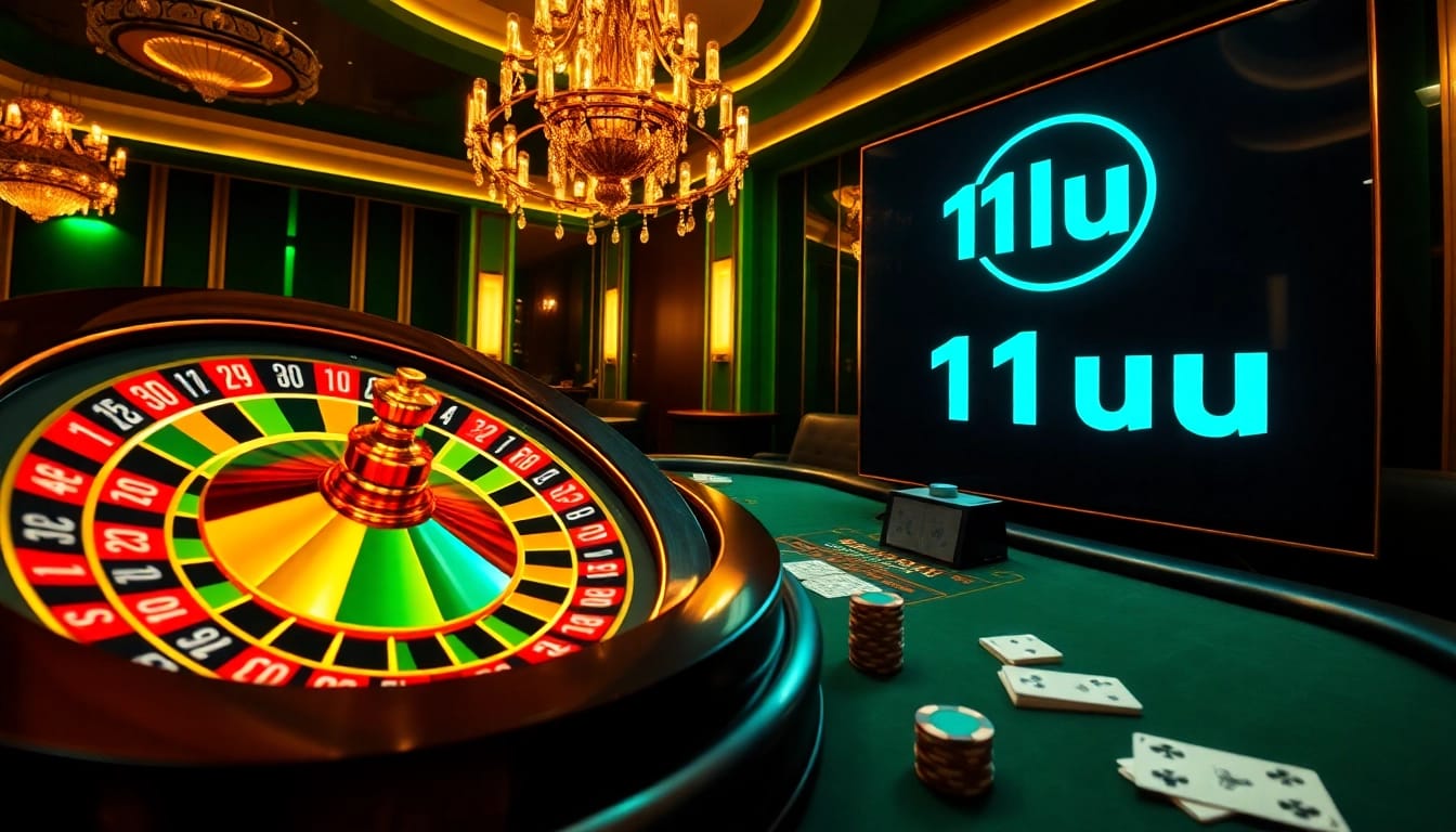 Players enjoying a thrilling game at 11uu's live casino with luxurious chips and cards.