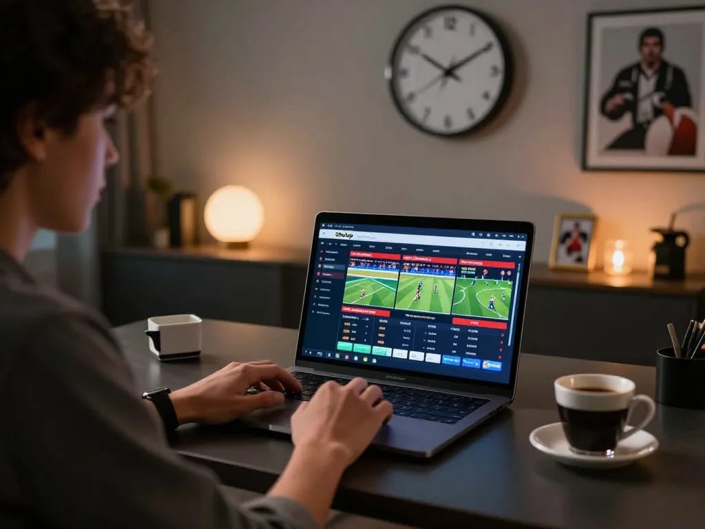 Sbotop user actively placing bets on sports events through a high-tech online platform.