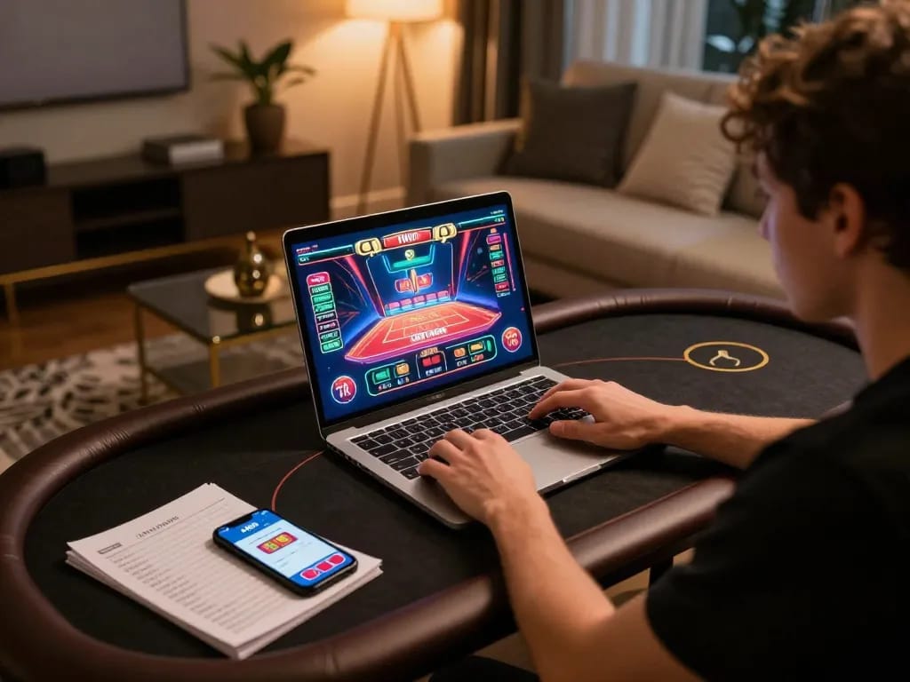 Enjoying live dealer games on 78win with a stylish online gaming setup and vibrant graphics