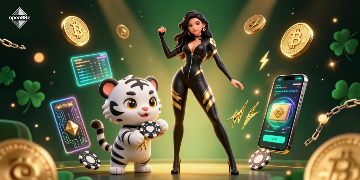 Win big at open88z with vibrant 3D casino illustration showcasing engaging gaming elements and characters.