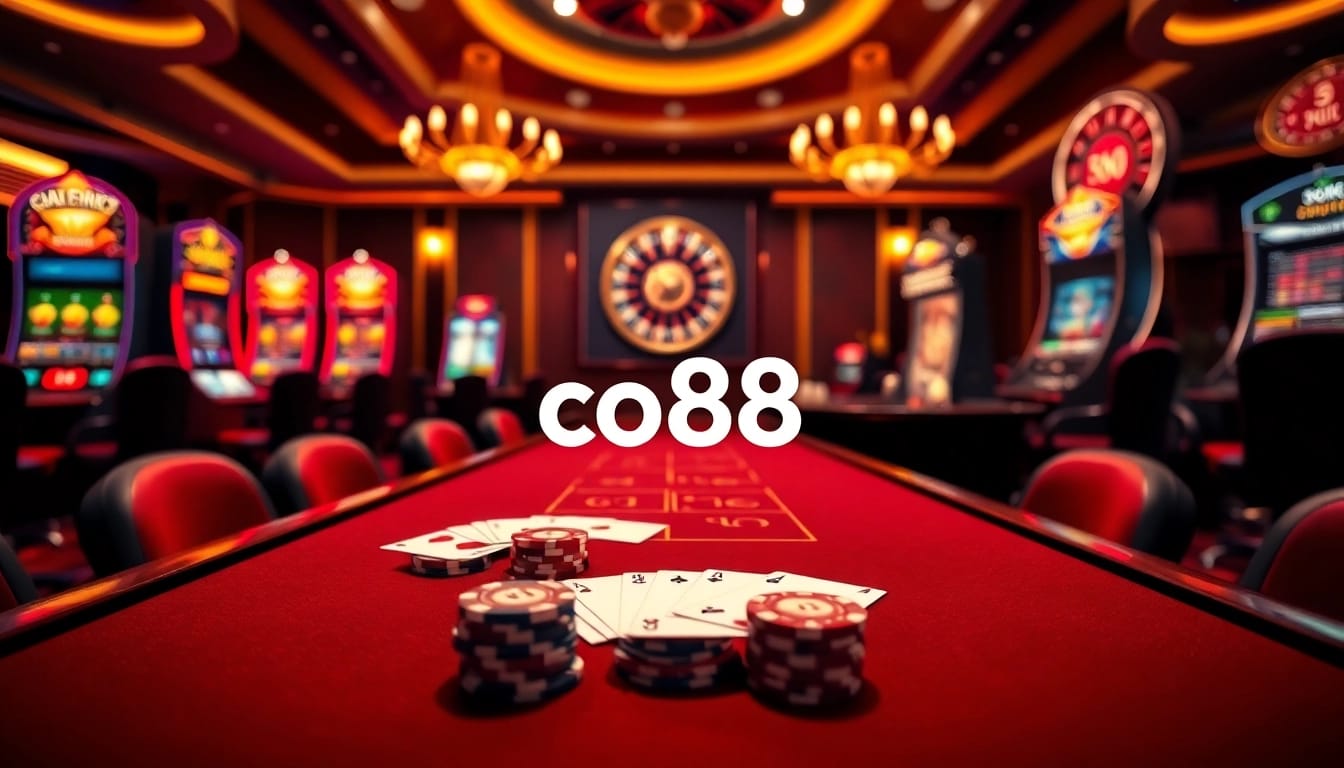 Experience the excitement at co88 with vibrant casino tables and captivating slot machines.