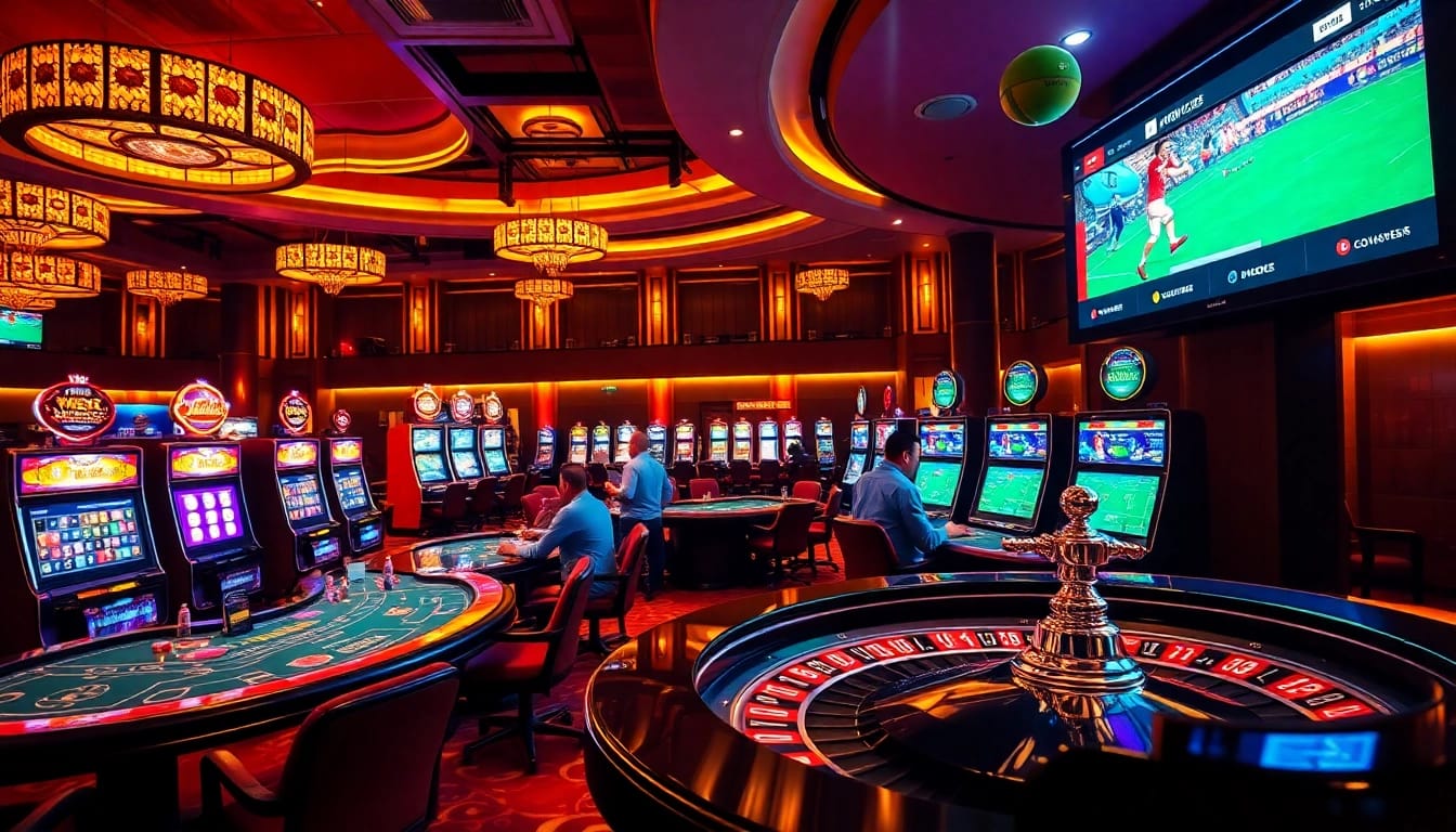 lương sơn tv engages in live football betting excitement at a vibrant casino atmosphere.