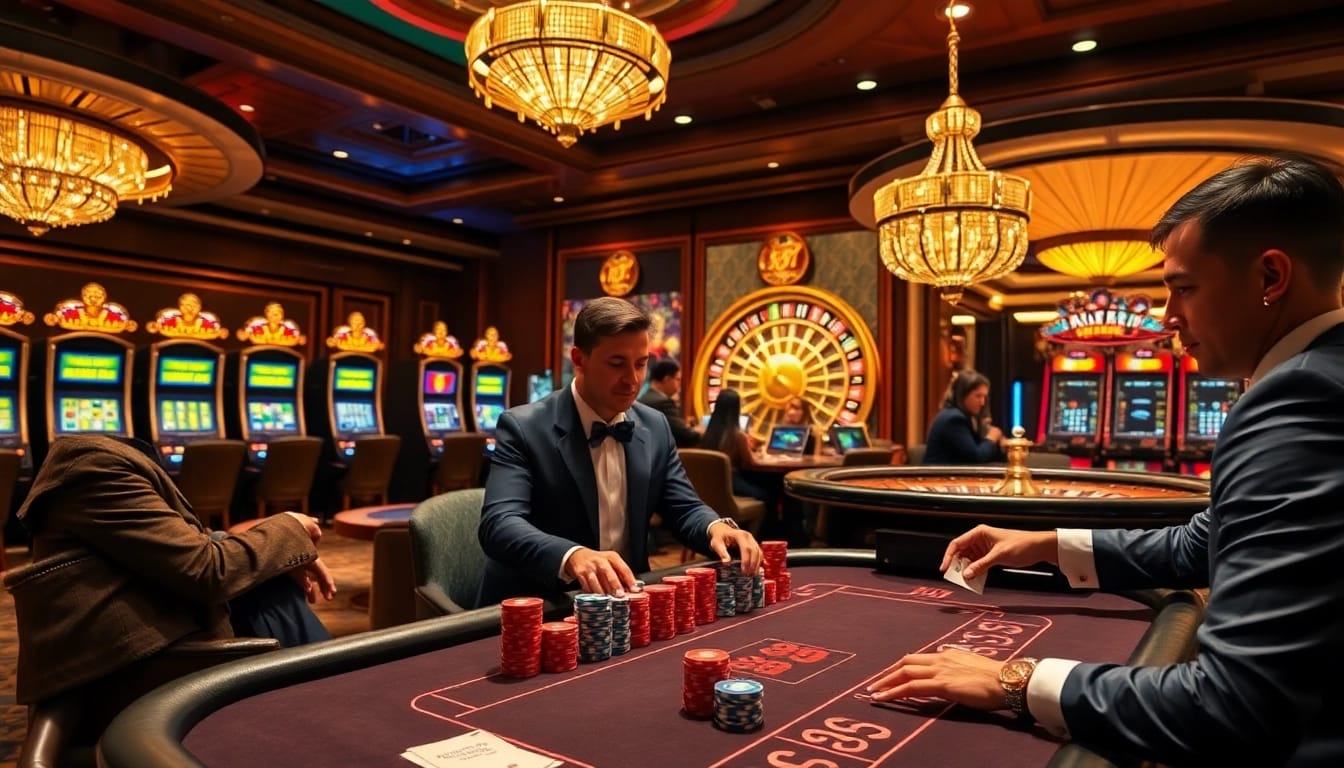 Experience the thrill of winning at 68VIP's high-stakes casino poker tables featuring luxurious decor.