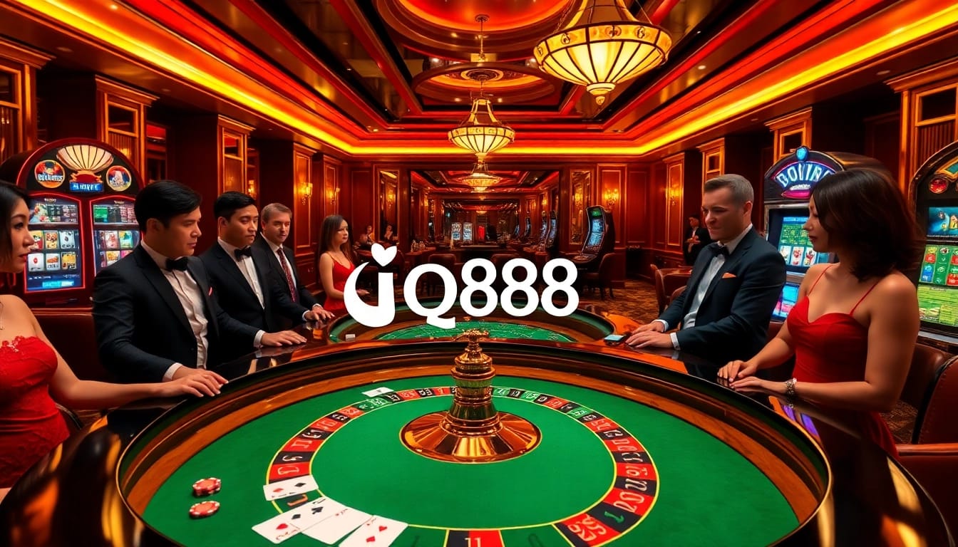 Experience the thrill of iq88 at a luxurious casino setting with an exciting roulette table scene.