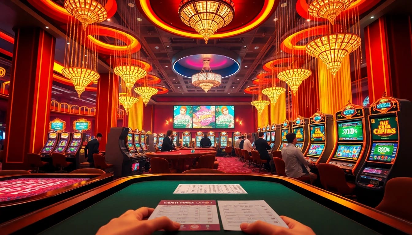 Xóc đĩa hỗ trợ thẻ cào gameplay scene with vibrant casino elements and excited players.