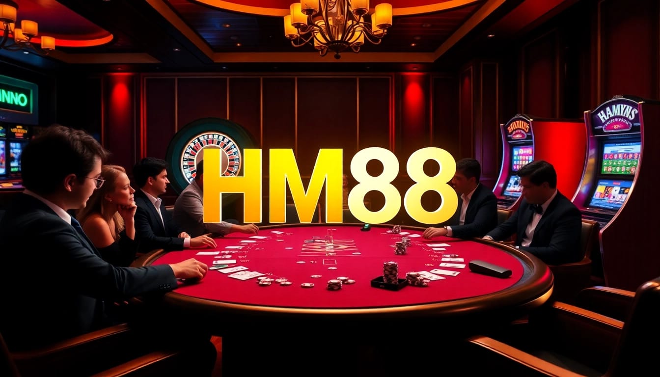 Engage with thrilling gameplay at HM88 casino featuring poker, roulette, and vibrant slot machines.