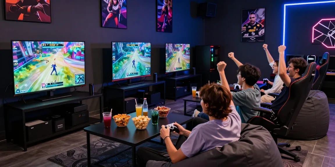 Players enjoying XN88 gaming experience in a modern lounge.