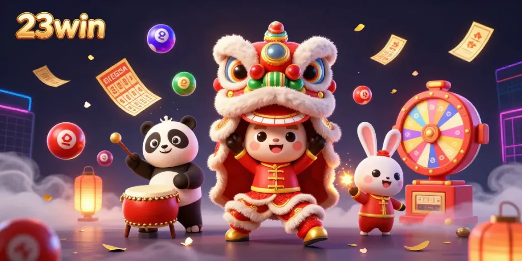 Engage with thrilling 23win casino games and festive promotions surrounded by vibrant visuals.