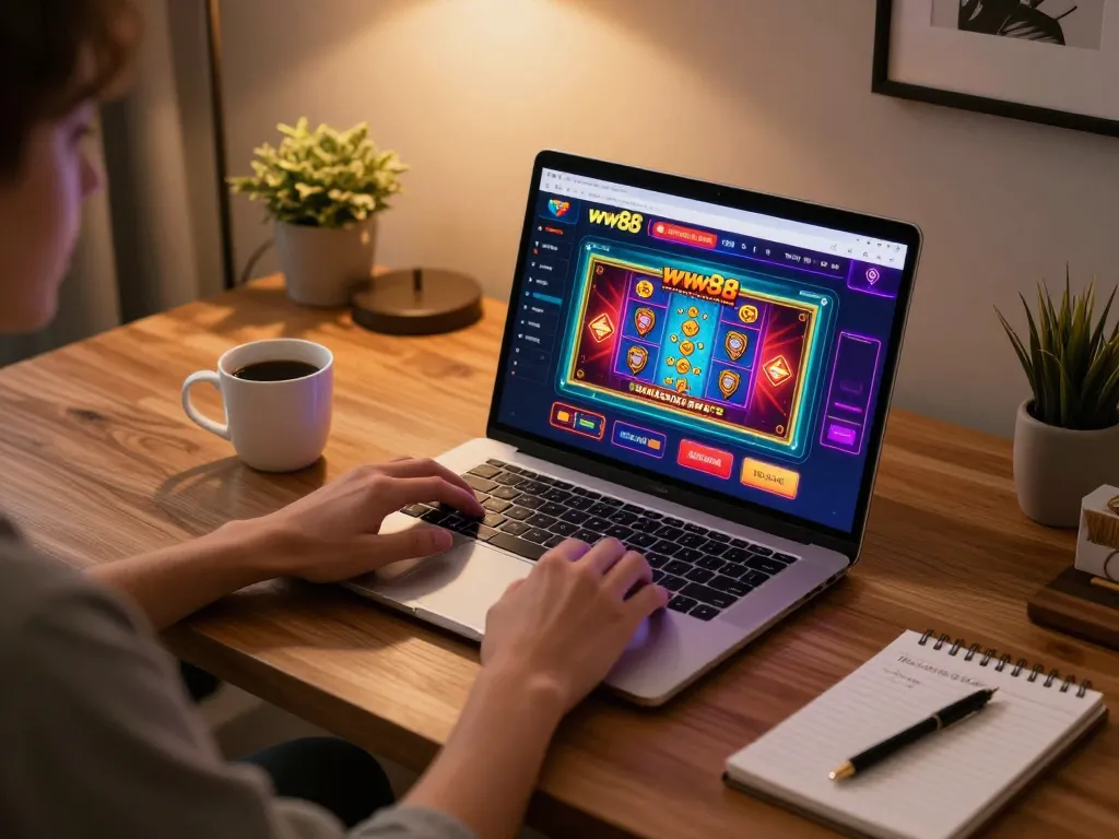 Engaging online gaming experience on ww88 with vibrant interface and cozy home setup