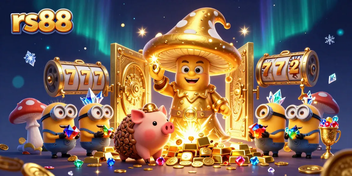 Spin the reels with rs88 as magical treasures burst from a vault, showcasing gold and gems