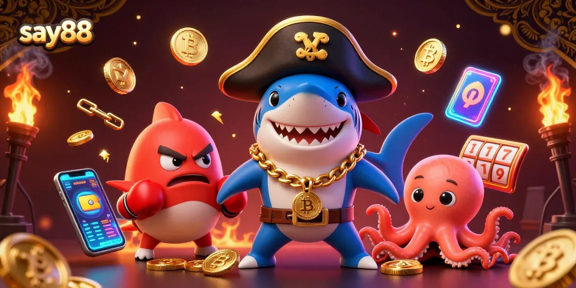 Join the fun at say88 as you spin the reels with a pirate shark, boxing pufferfish, and gold-holding octopus!