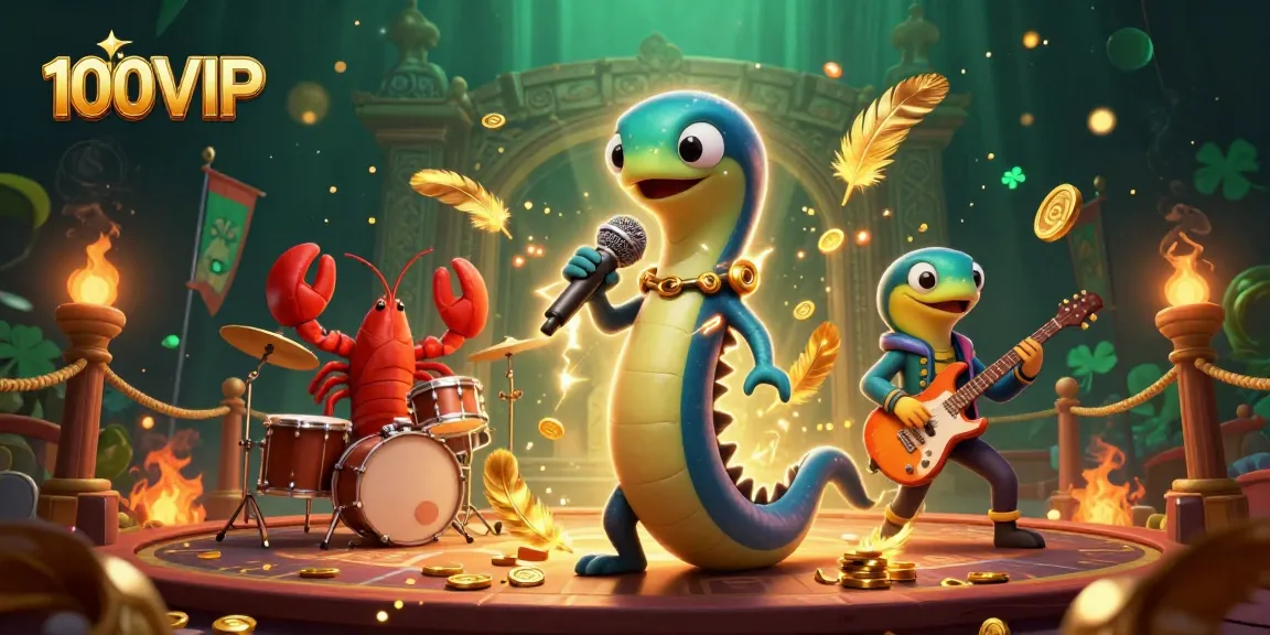 Celebrate wins at 100VIP with vibrant electric eel DJ performing at a lively underwater casino.