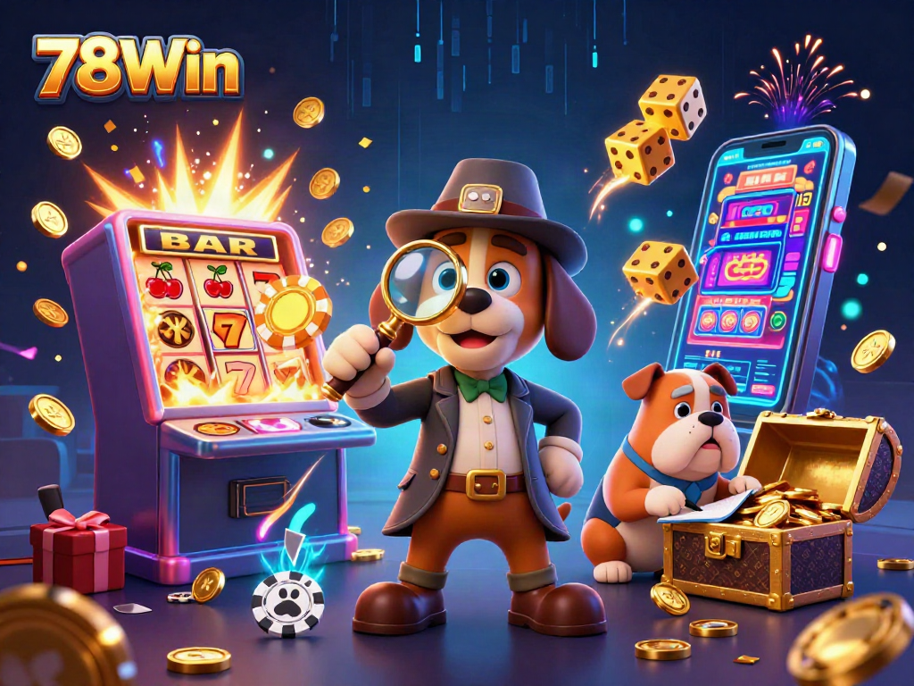 Engage with 78Win's thrilling casino adventures led by a detective and his bulldog companion.