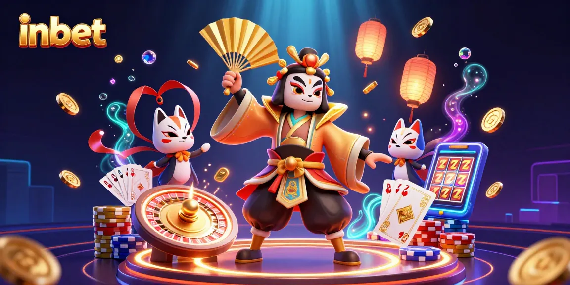Experience the excitement of inbet with vibrant casino illustration, featuring dynamic characters and game elements.