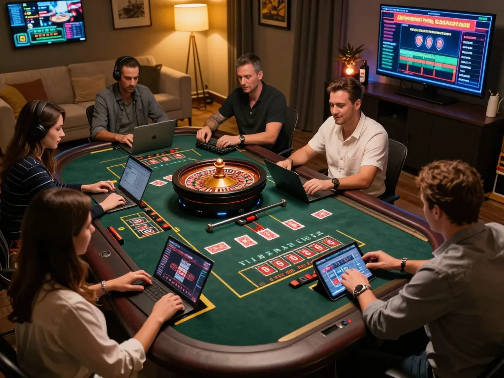 Players actively engaging in F168 online casino games while using their laptops at home during a live session