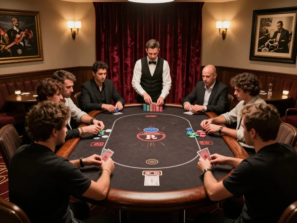 Engaged players in an upscale poker room, strategizing their hands in the exciting game of RR999.
