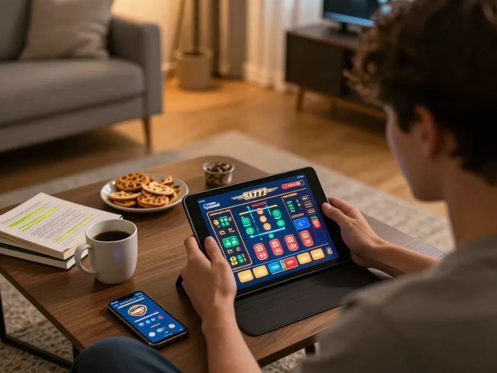 Permainan online yang menarik di platform SL777 dalam suasana rumah modern yang nyaman
