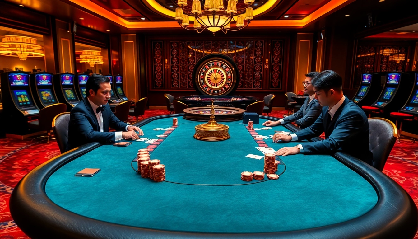 Engaging poker players at a luxurious table, inviting experience on https://rr9988.net/ with thrilling gambling action.