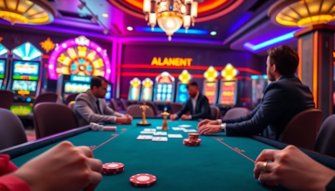 The dynamic casino scene at https://da88st.com/ showcasing poker, roulette, and slot machines for an engaging gambling experience.
