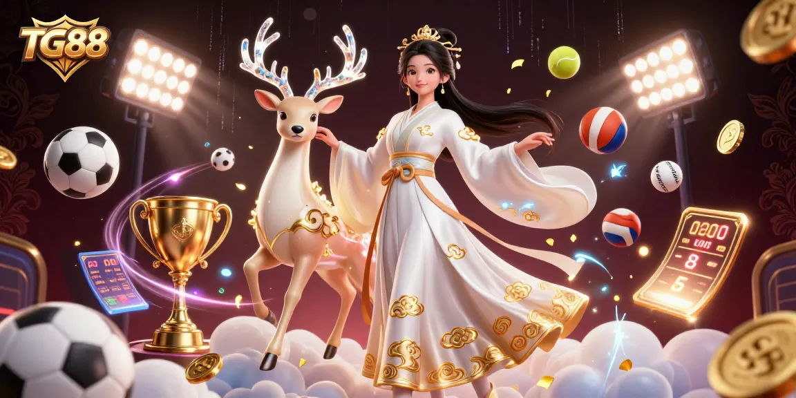 Engage with thrilling sports betting at TG88 featuring an immersive 3D illustration.