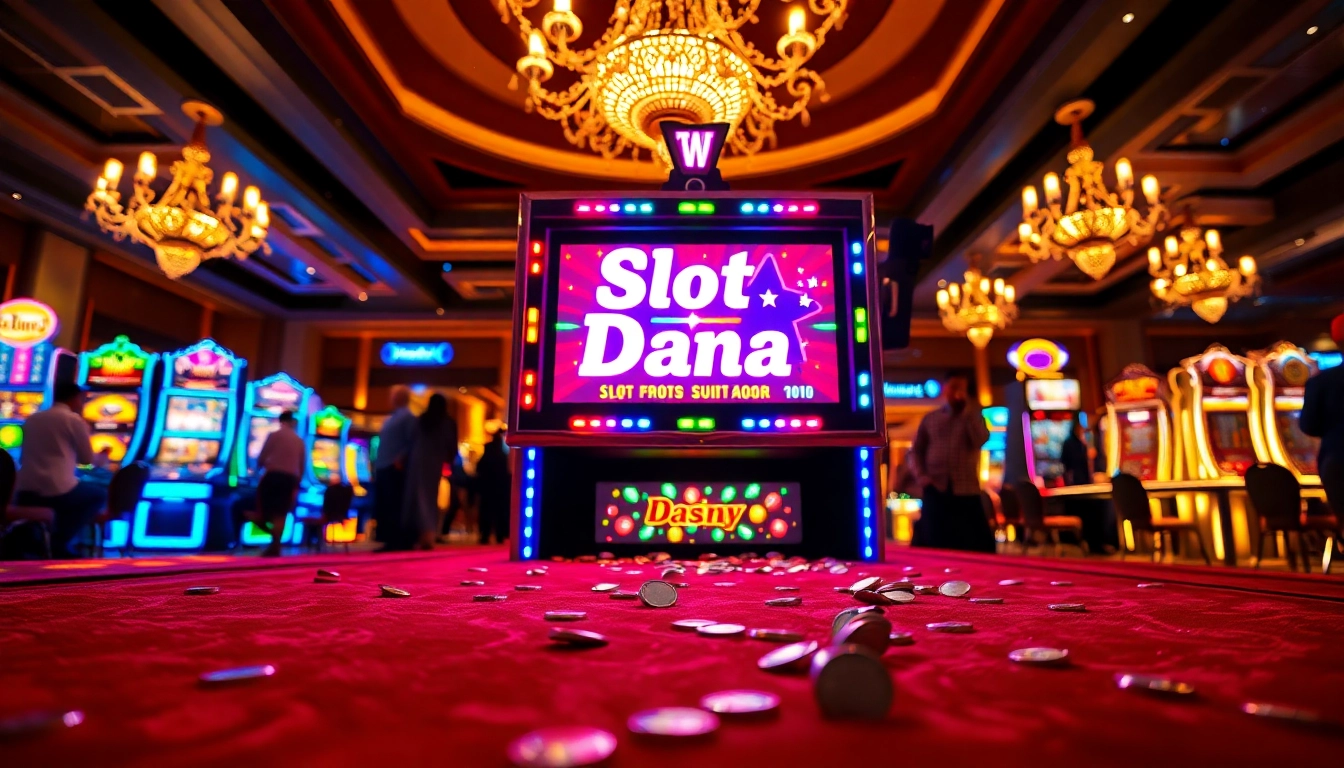 Menangkan Slot Dana dengan mesin slot berwarna-warni di kasino yang glamor.