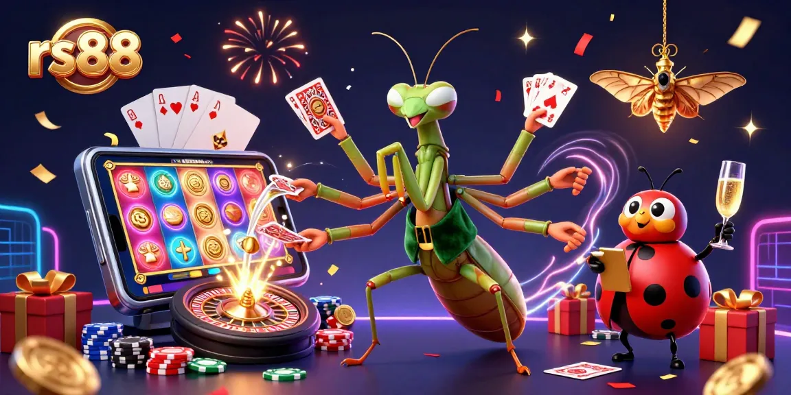 Experience the vibrant gaming world of rs88 with a lively scene of characters and casino elements.