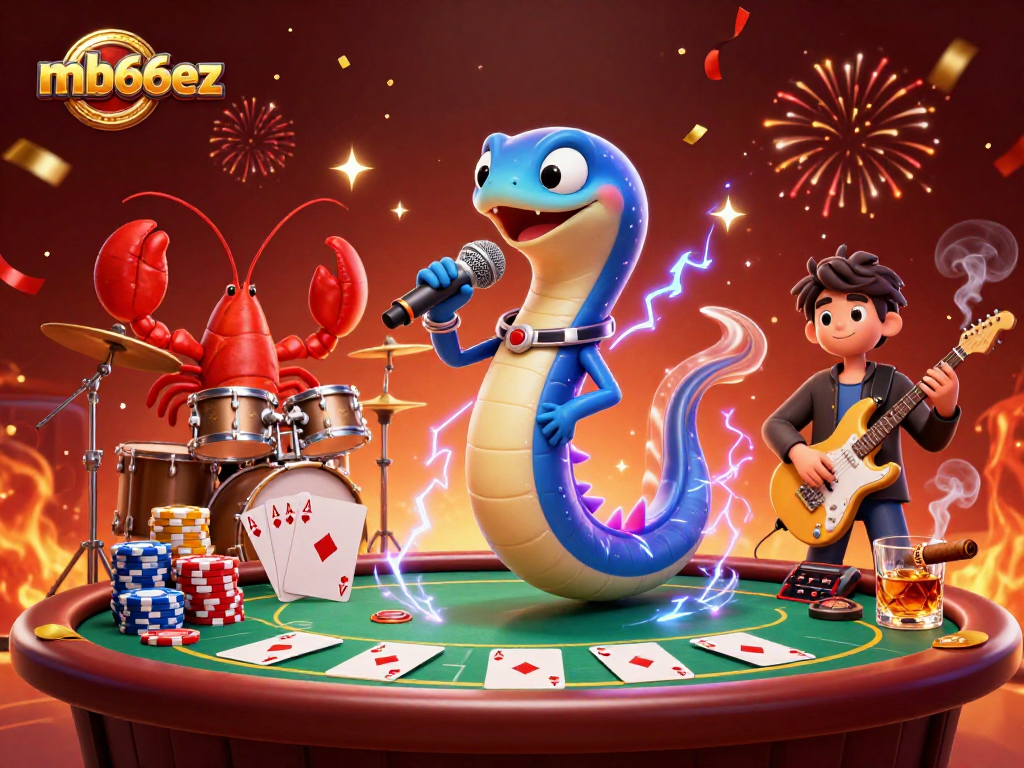 Vibrant mb66ez underwater casino scene featuring 3D cartoon characters engaging in a lively performance.