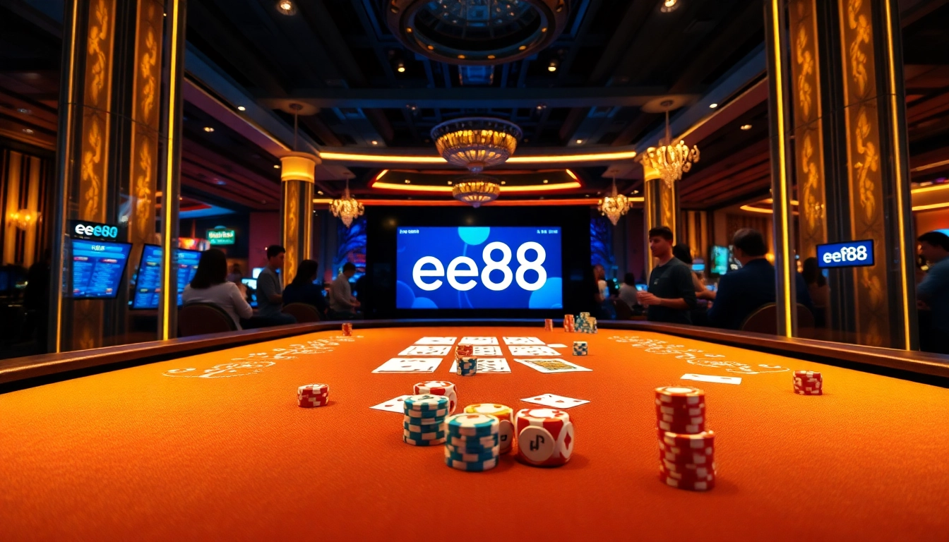 Experience the thrill of gambling with the ee88 app in a vibrant casino atmosphere.