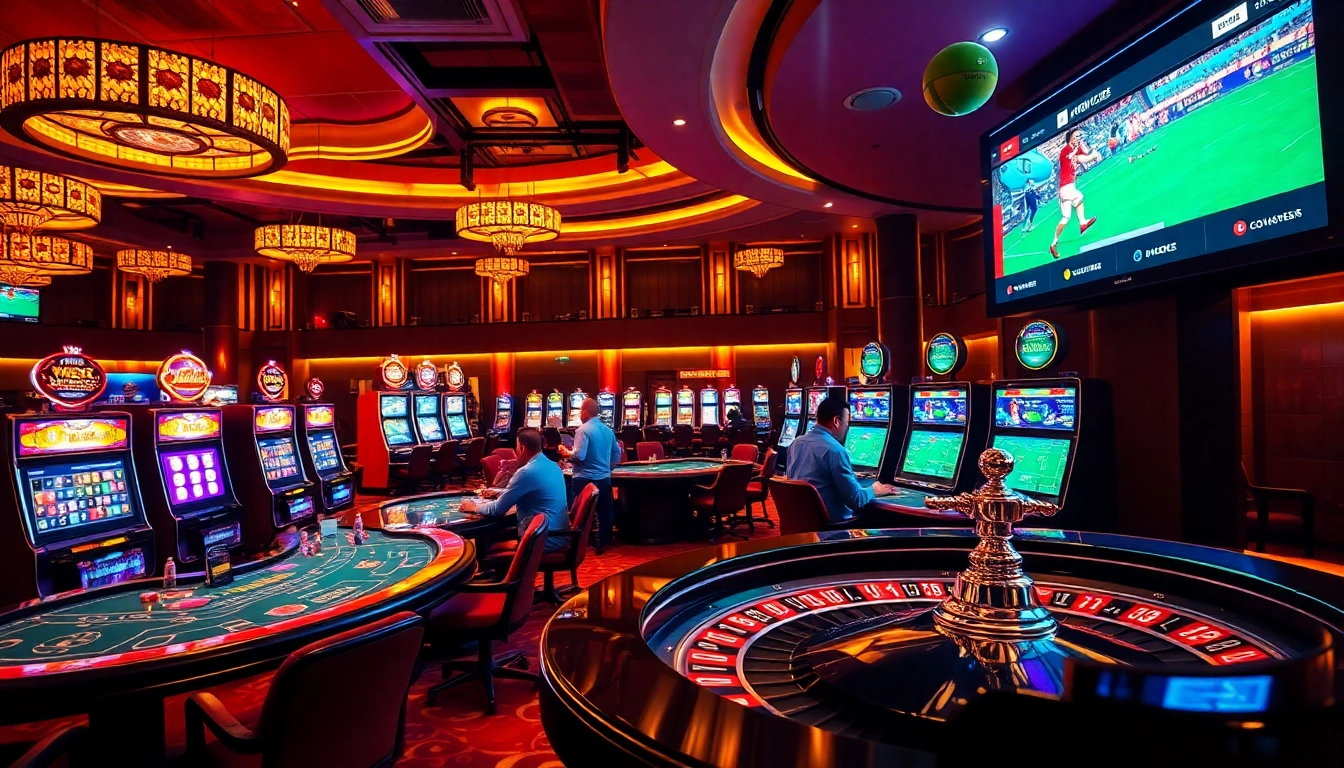 lương sơn tv engages in live football betting excitement at a vibrant casino atmosphere.