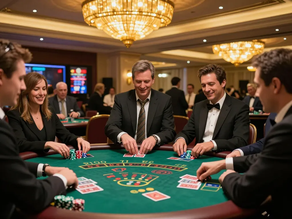 Players enjoying the excitement of SC88 casino games with strategy and anticipation in a vibrant setting.