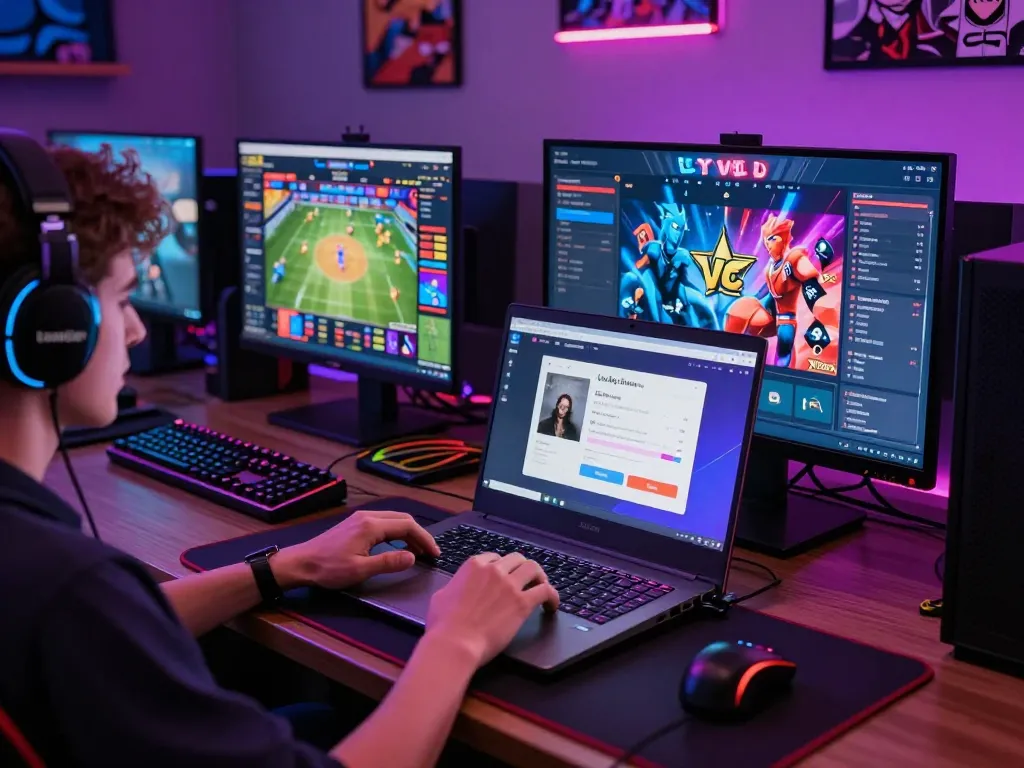 Discover the thrill of gaming with Luckywin in a vibrant gaming setup.