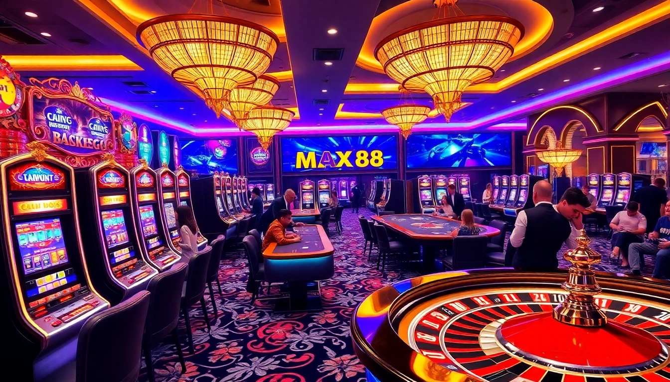 Experience the thrill of slots and poker games at max88's luxurious casino atmosphere.