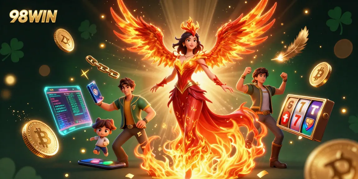 Experience thrilling gameplay at 98WIN with vibrant characters and a rich casino atmosphere.