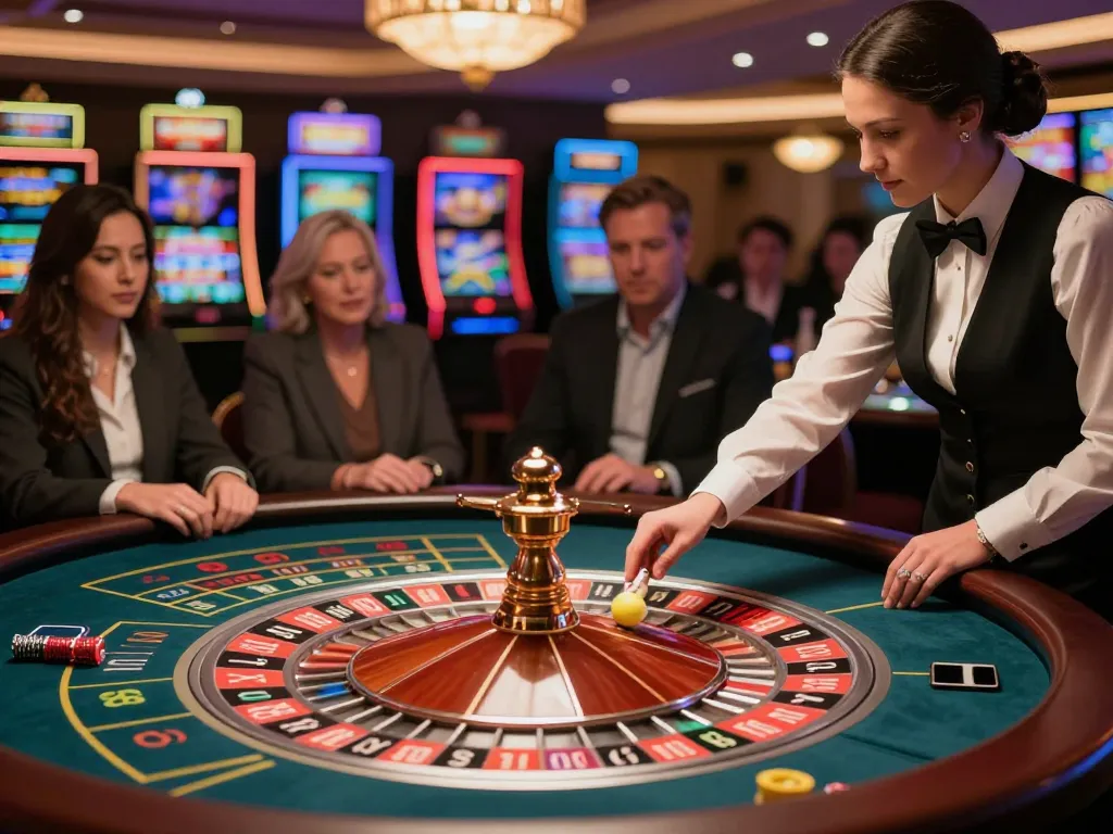 Experience the thrill of roulette at https://fabet3.net/ with players engaged in an elegant casino atmosphere.