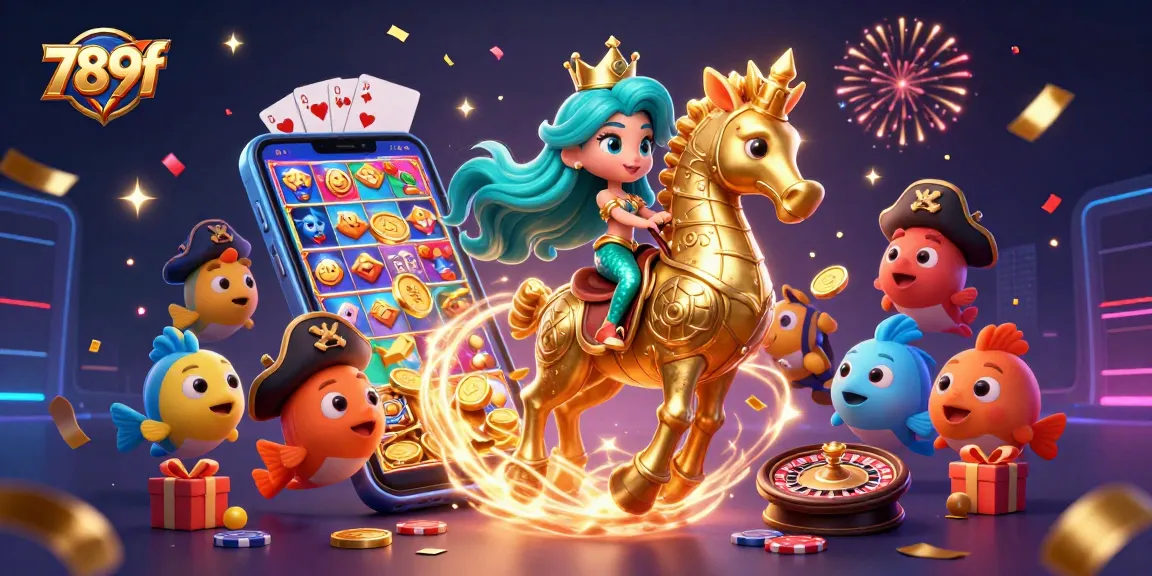 Engage with thrilling gameplay at 789f while enjoying vibrant 3D casino illustration with festive elements.