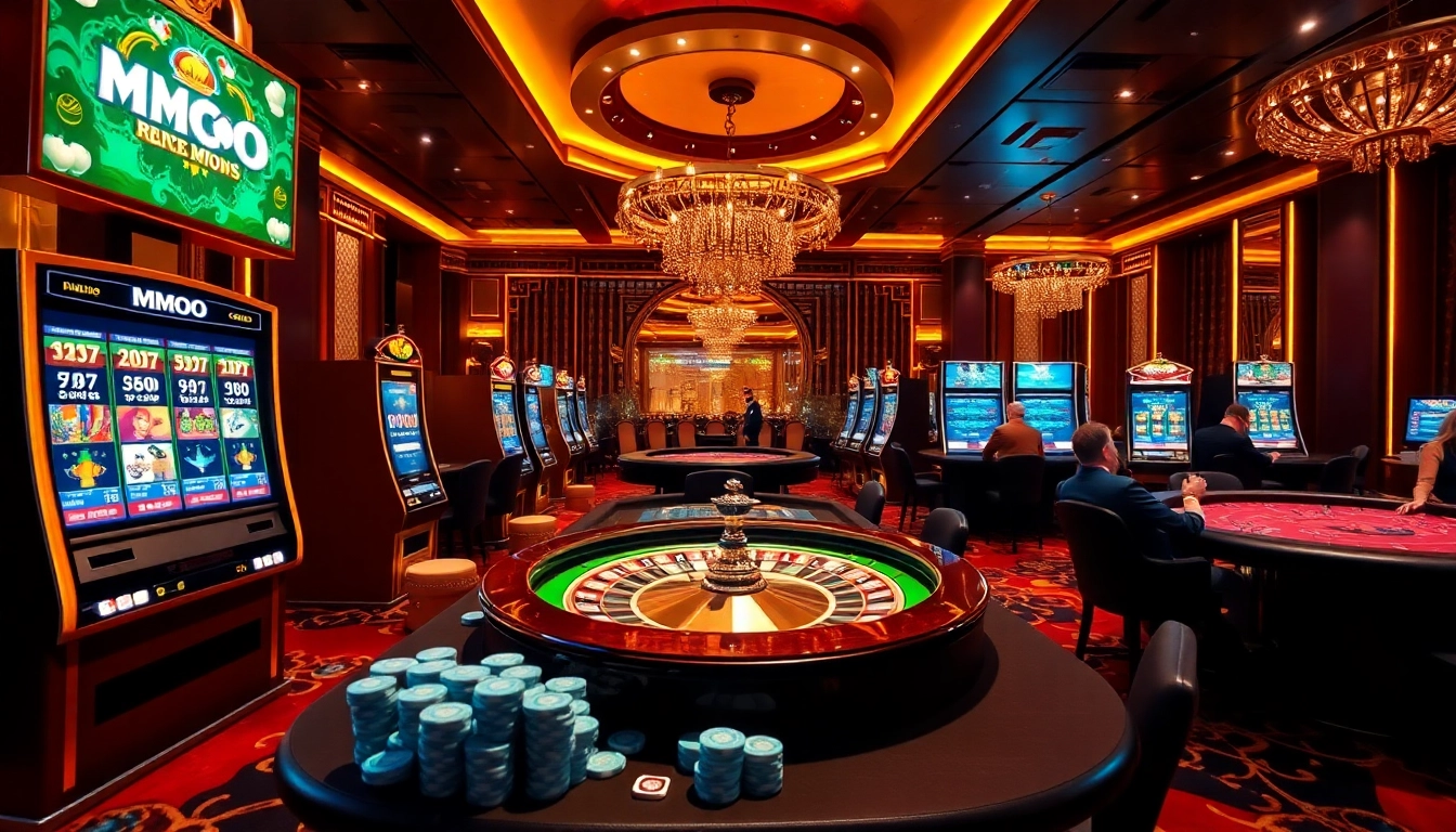 Experience the luxury of gambling at MMOO, featuring exciting casino tables and vibrant slot machines.