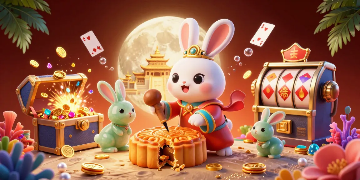 Experience the excitement of XX88 with a lively illustration showcasing the moon rabbit in a vibrant gambling scene.