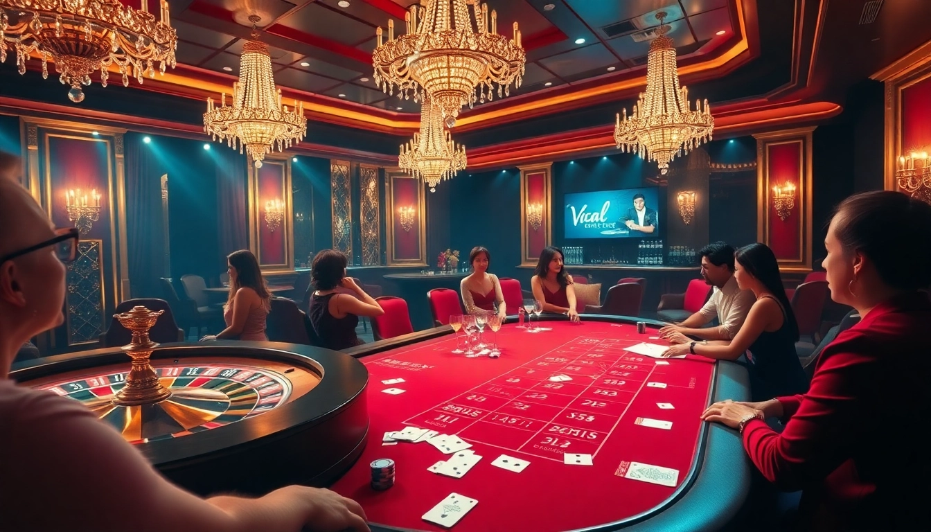 Immerse in the thrill of Vào Lưới TV as poker players strategize in a luxurious casino setting.