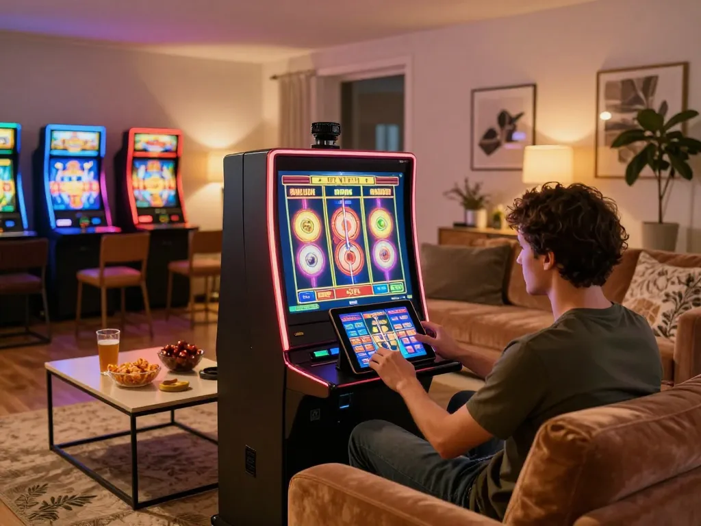 Engage with Luck8's immersive online gaming experience on a tablet while enjoying a cozy home setup.