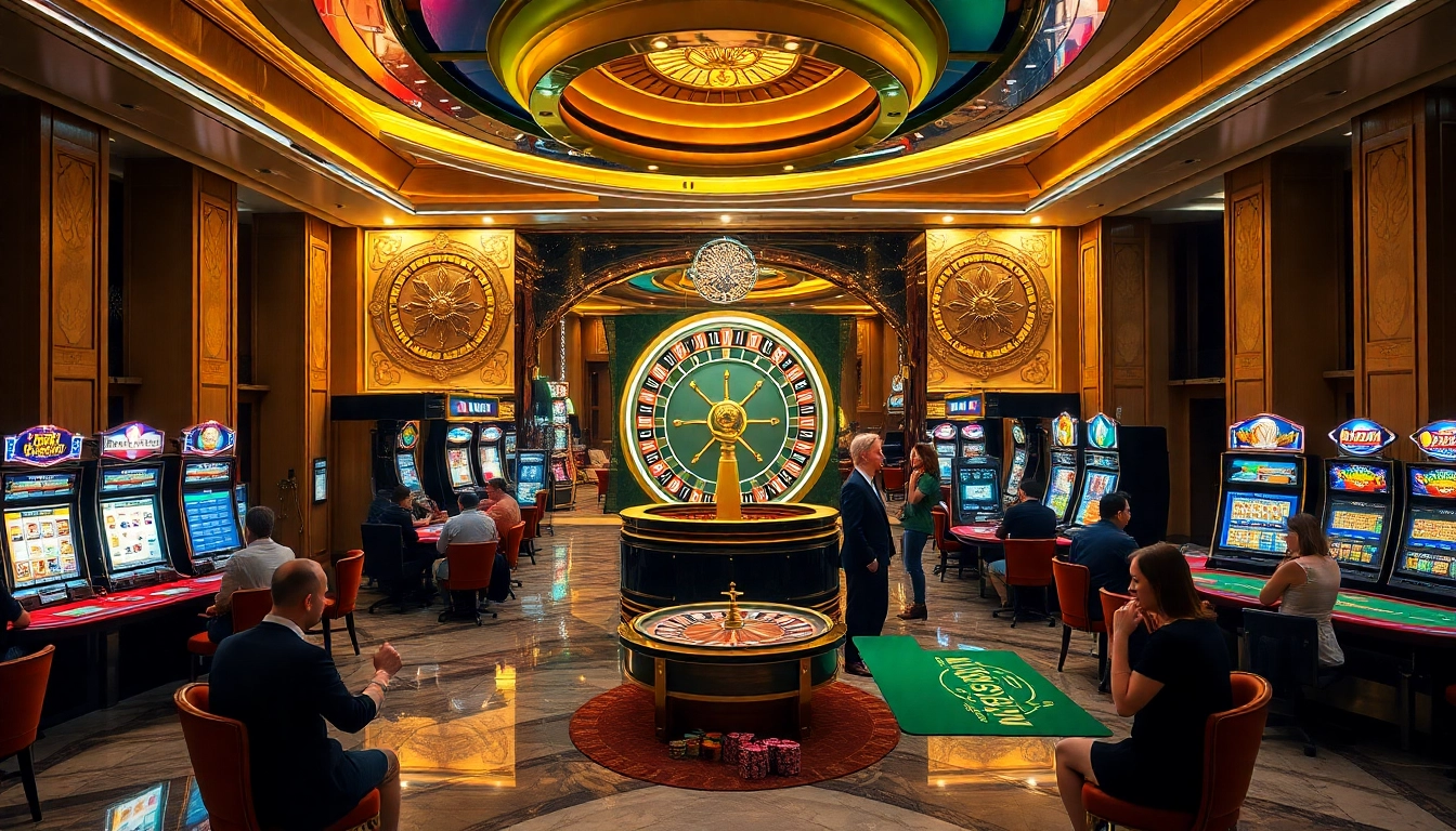 Experience the thrill of 789club in a luxurious casino setting with vibrant games and excited gamblers.