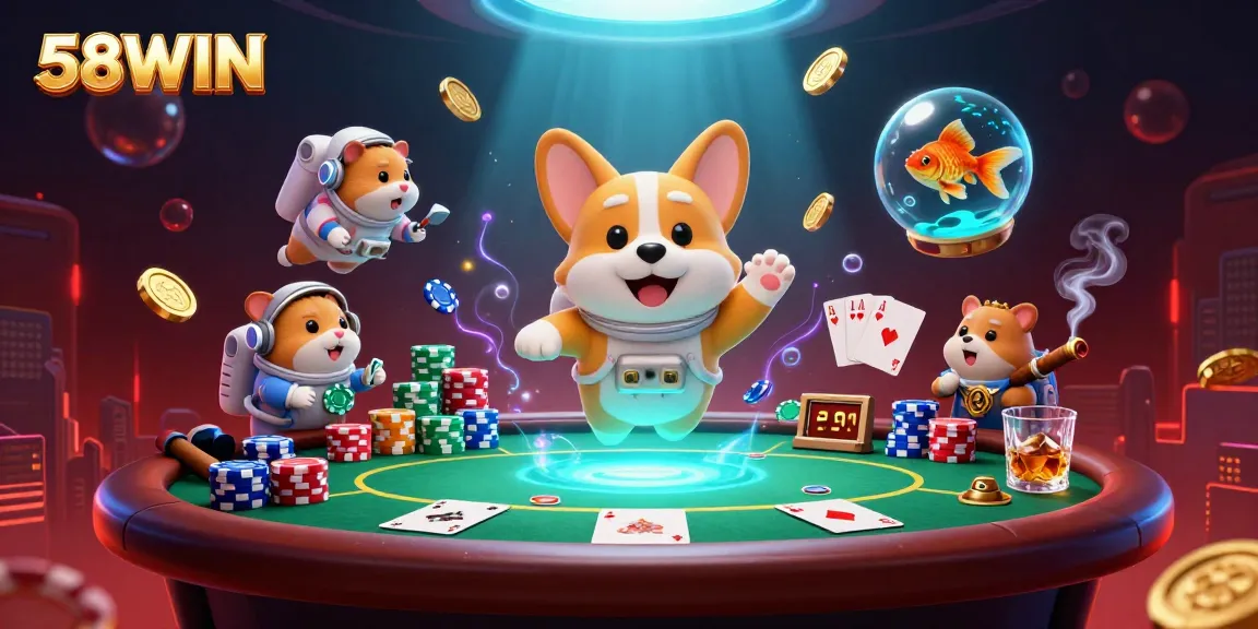 Experience exhilarating gaming adventures at 58WIN with dynamic characters and vibrant casino elements.