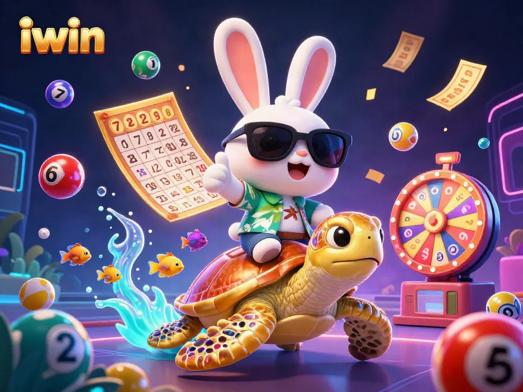 Play engaging games with iwin's vibrant characters and exciting elements in an energetic illustration.