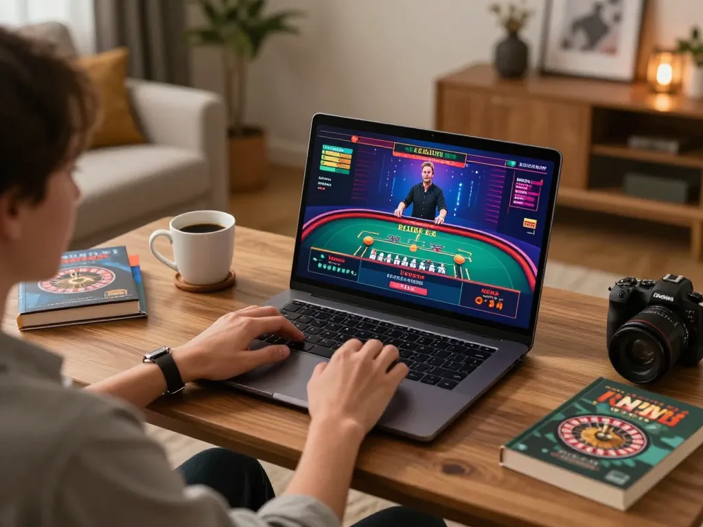 Engaging in a live dealer game on XO88, illuminating the comfort of online casino gaming.