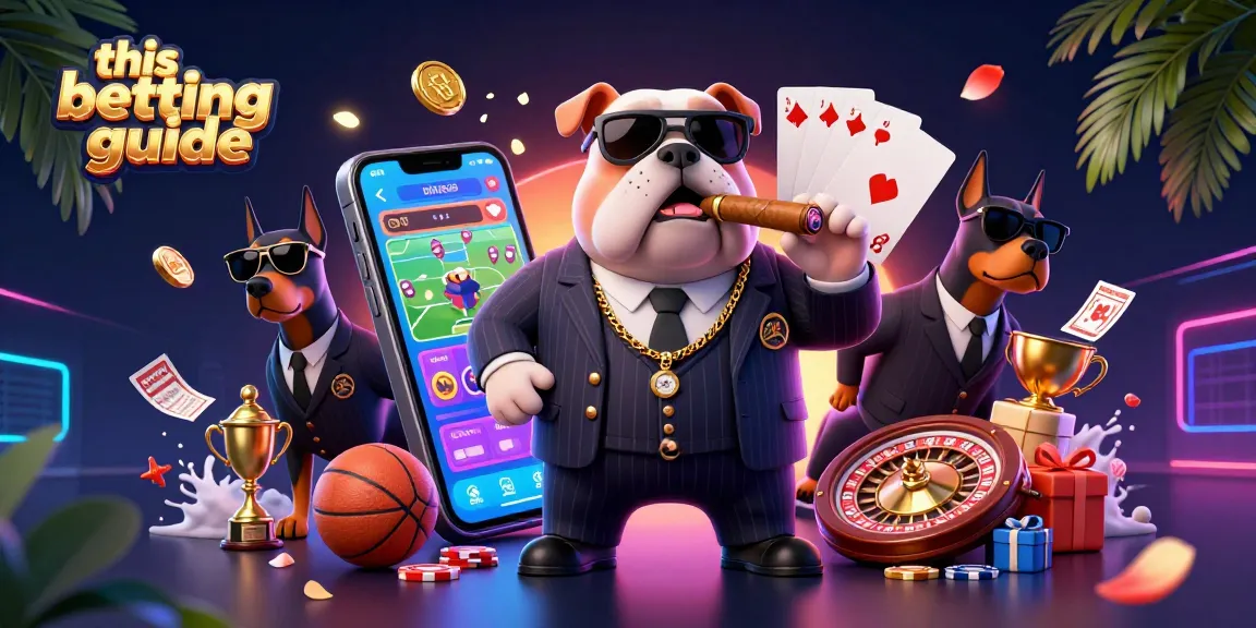 Explore this betting guide with a mafia boss bulldog and sports betting elements in a vibrant scene.