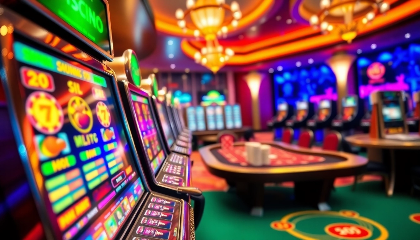 Players in a vibrant casino environment at https://sc88.today/ celebrate big wins at exciting slot machines.